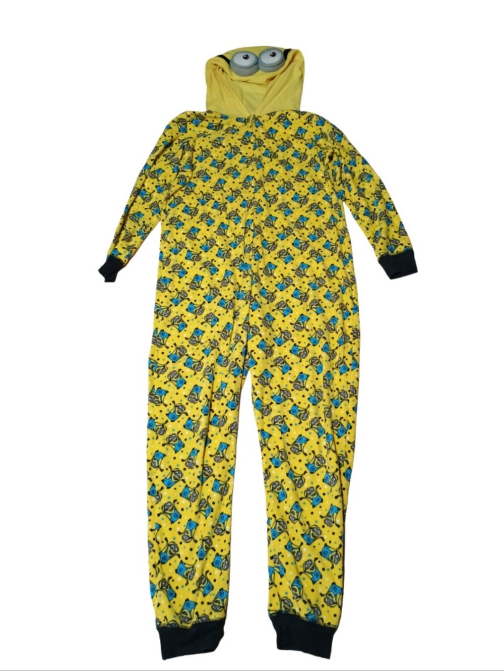 Despicable Me Minions Hooded One Piece Pajamas Adult Large Yellow Fleece Union